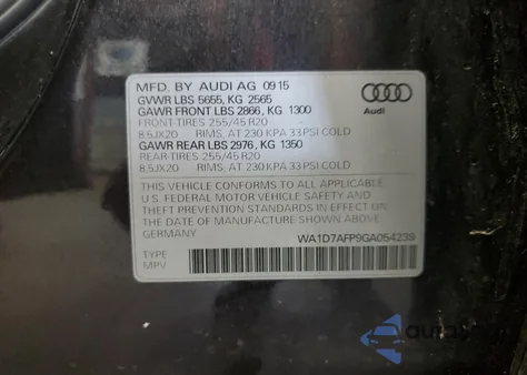 2016 Audi Q5 Premium Plus S-Line from USA, damaged, VIN WA1D7AFP9GA054239